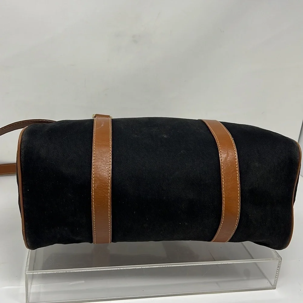 Mark Cross Boston Bag Double Handle Canvas and Leather Crossbody Zip Top